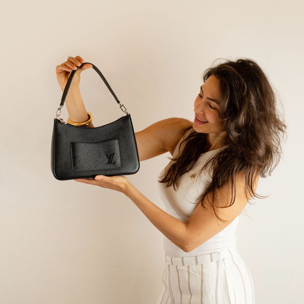 Second hand Louis Vuitton Marelle Epi Leather Shoulder Bag Handbag Black - Tabita Bags