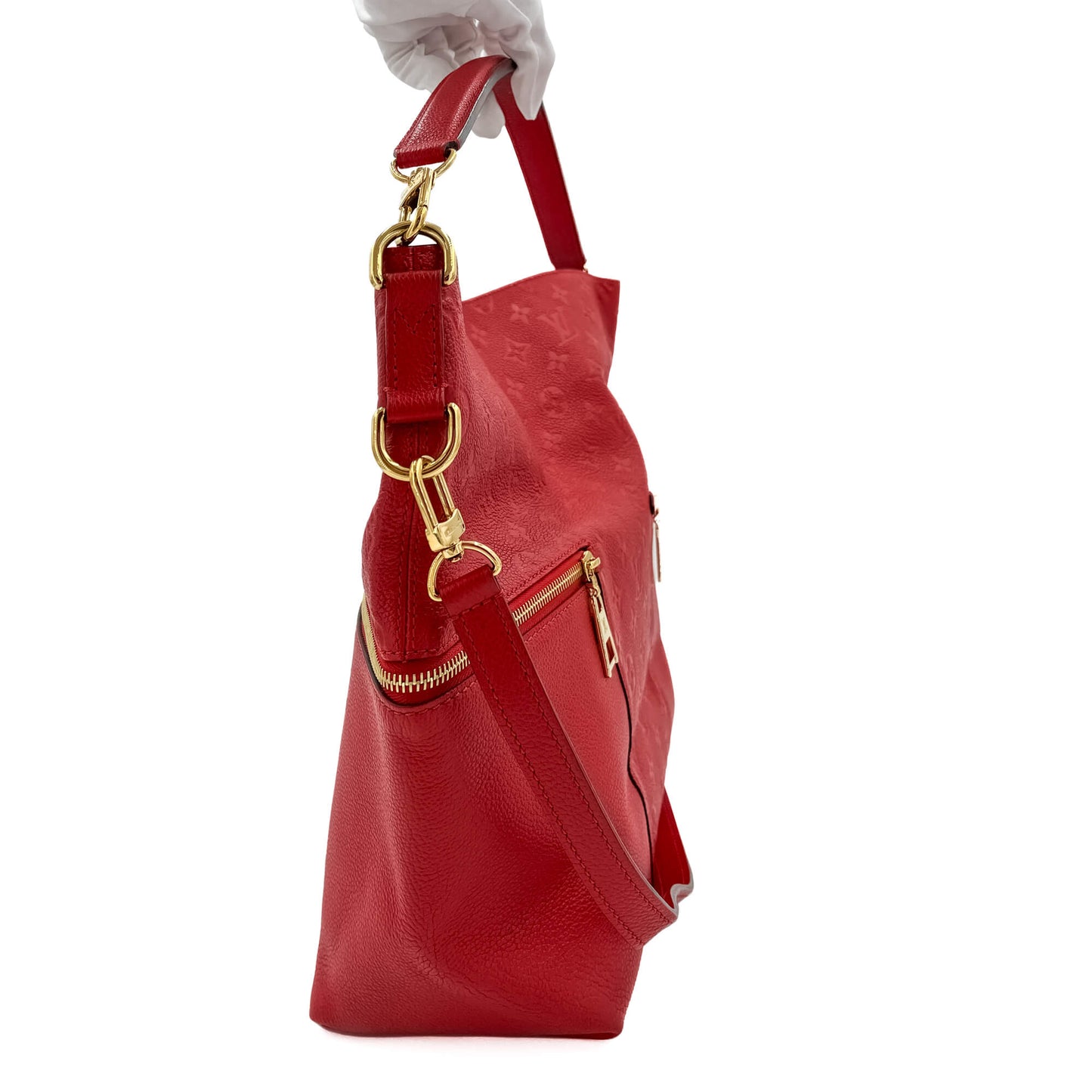 Second hand Louis Vuitton Melie Empreinte Leather 2 - Ways Hobo Bag Red - Tabita Bags