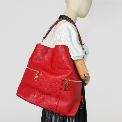 Second hand Louis Vuitton Melie Empreinte Leather 2 - Ways Hobo Bag Red - Tabita Bags