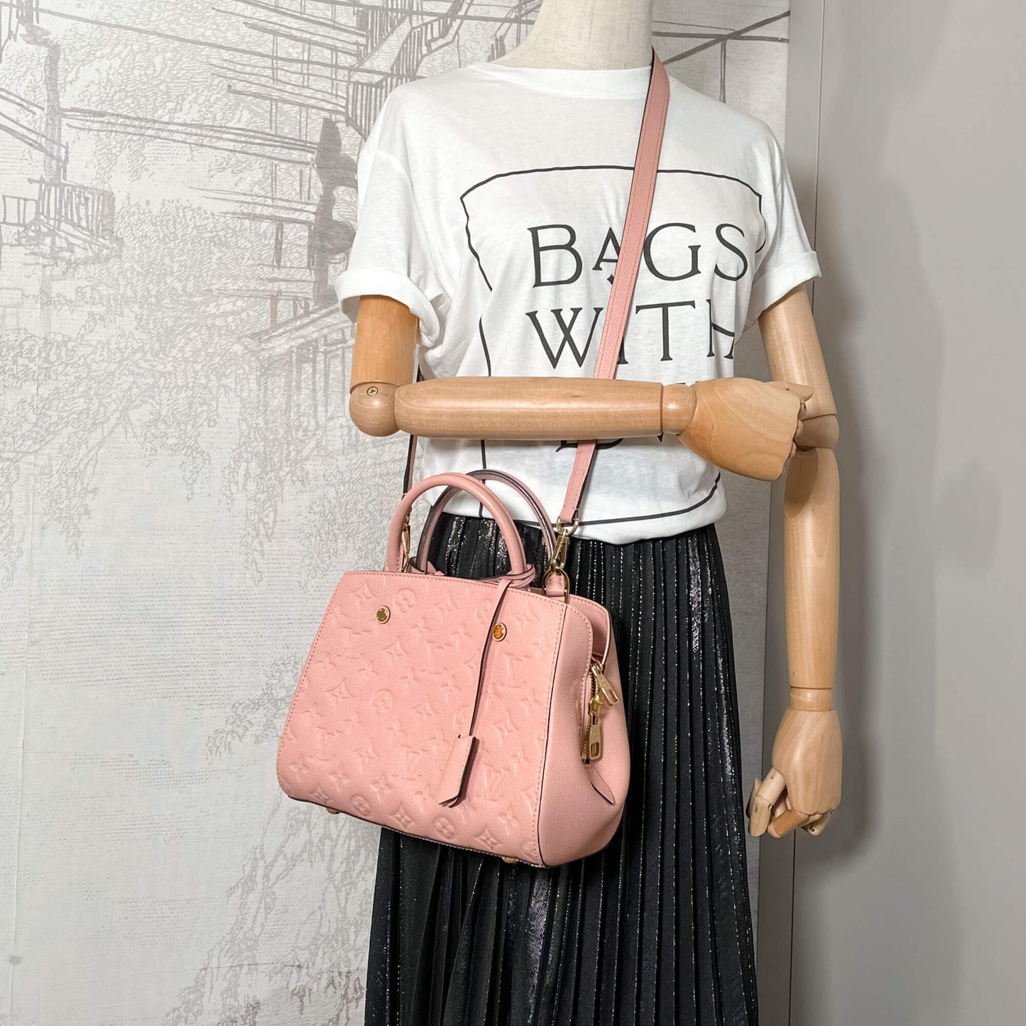 Second hand Louis Vuitton Montaigne BB Empreinte Leather 2-Ways Tote Bag Pink - Tabita Bags