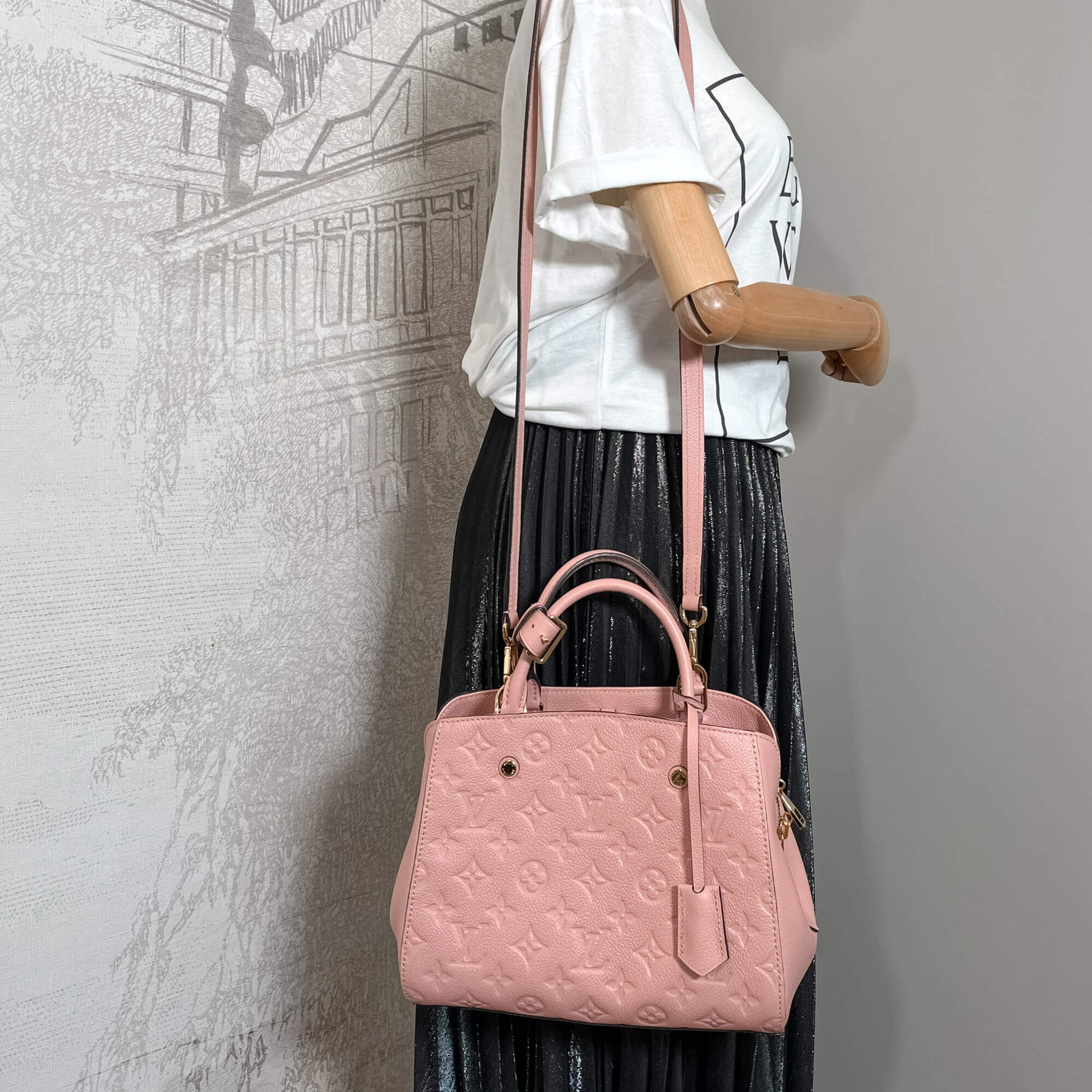 Second hand Louis Vuitton Montaigne BB Empreinte Leather 2-Ways Tote Bag Pink - Tabita Bags