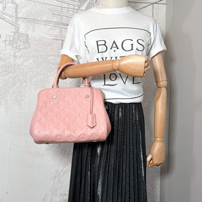 Second hand Louis Vuitton Montaigne BB Empreinte Leather 2-Ways Tote Bag Pink - Tabita Bags