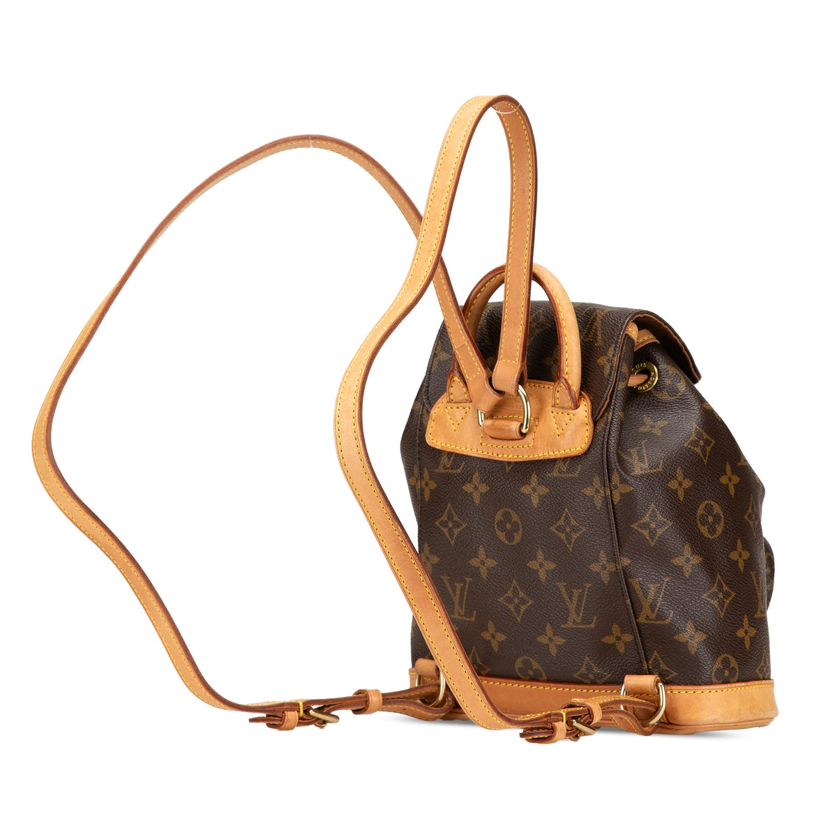 Second hand Louis Vuitton Montsouris Mini Vintage Canvas Backpack Brown - Tabita Bags