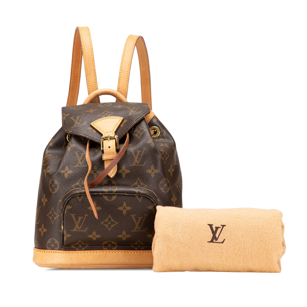 Second hand Louis Vuitton Montsouris Mini Vintage Canvas Backpack Brown - Tabita Bags