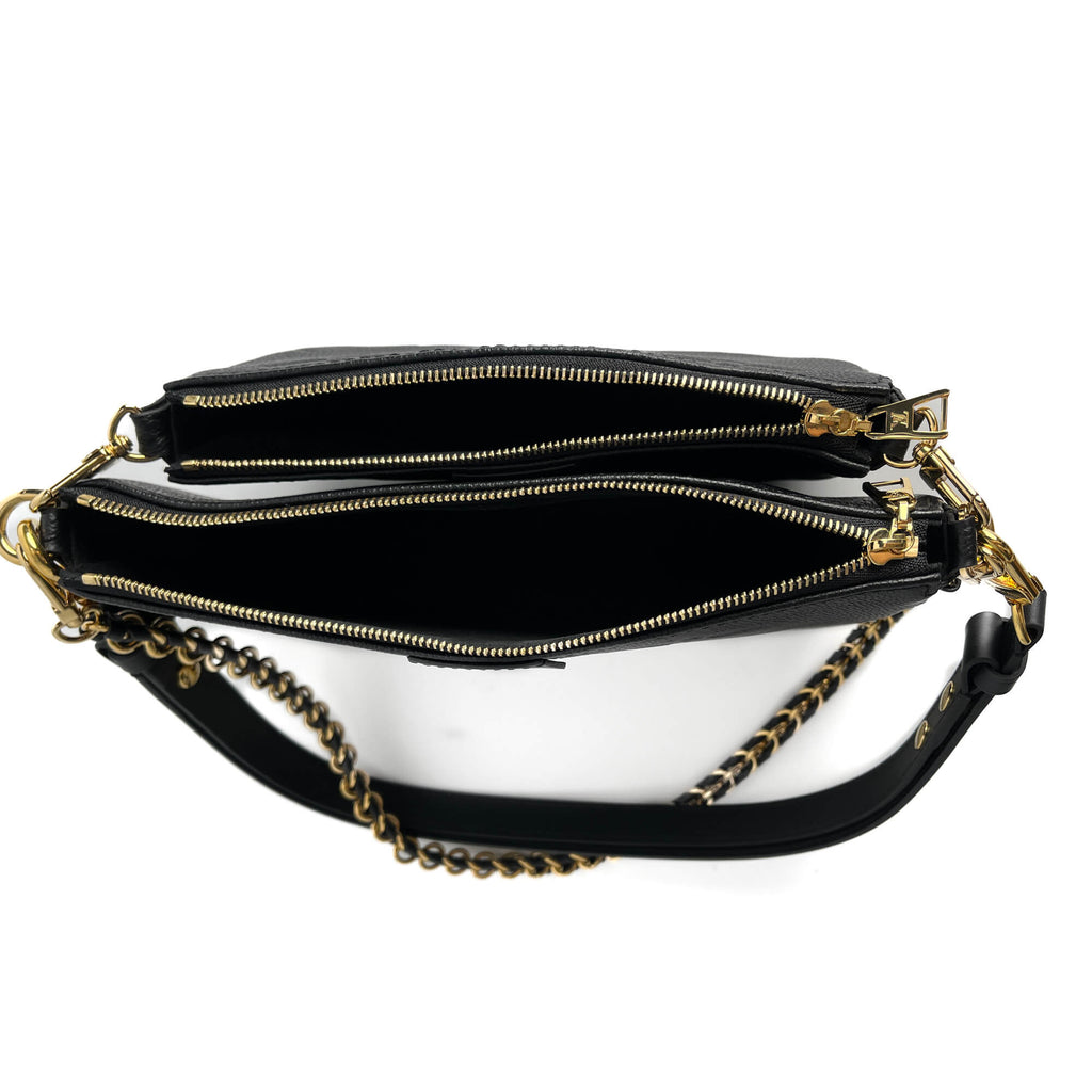 Second hand Louis Vuitton Multi Pochette Accessoires Empreinte Calfskin Grained Leather 2 - Ways Pouch Crossbody Bag Black - Tabita Bags