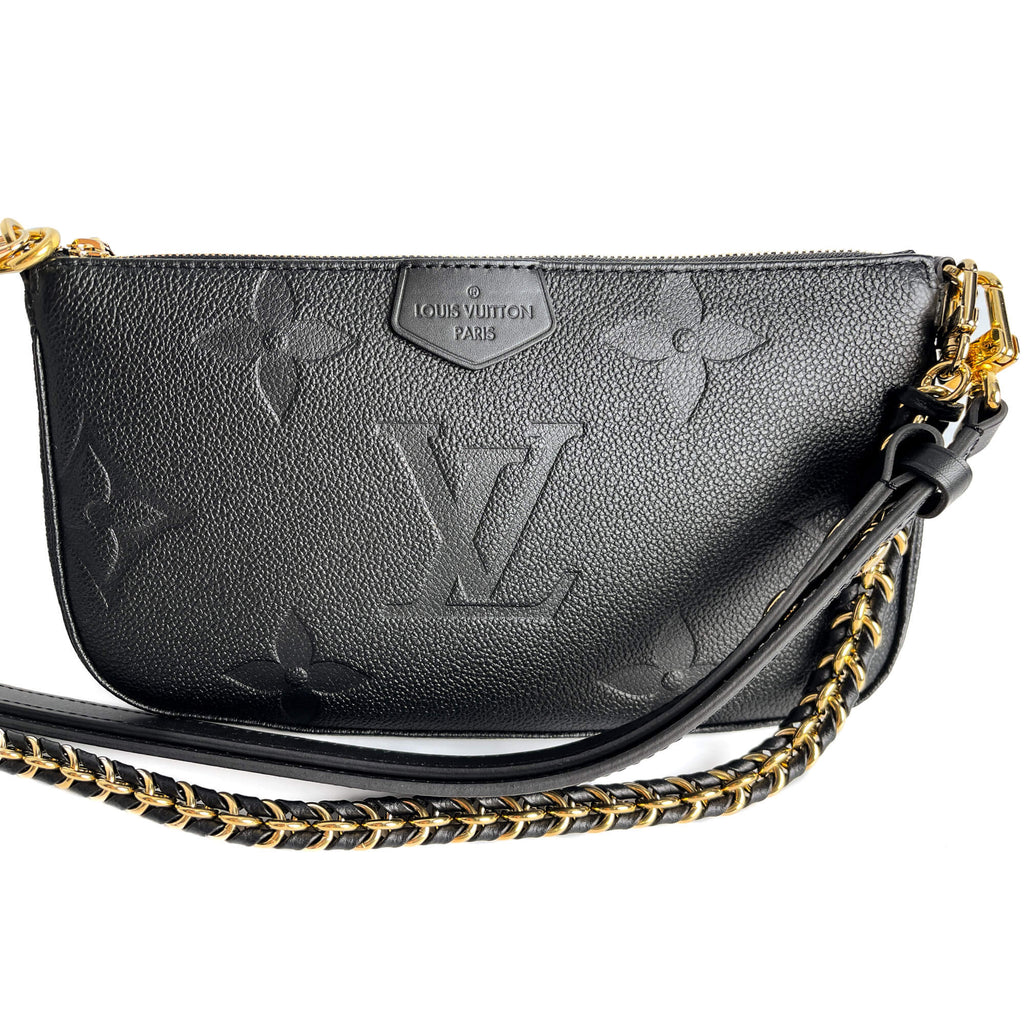 Second hand Louis Vuitton Multi Pochette Accessoires Empreinte Calfskin Grained Leather 2 - Ways Pouch Crossbody Bag Black - Tabita Bags