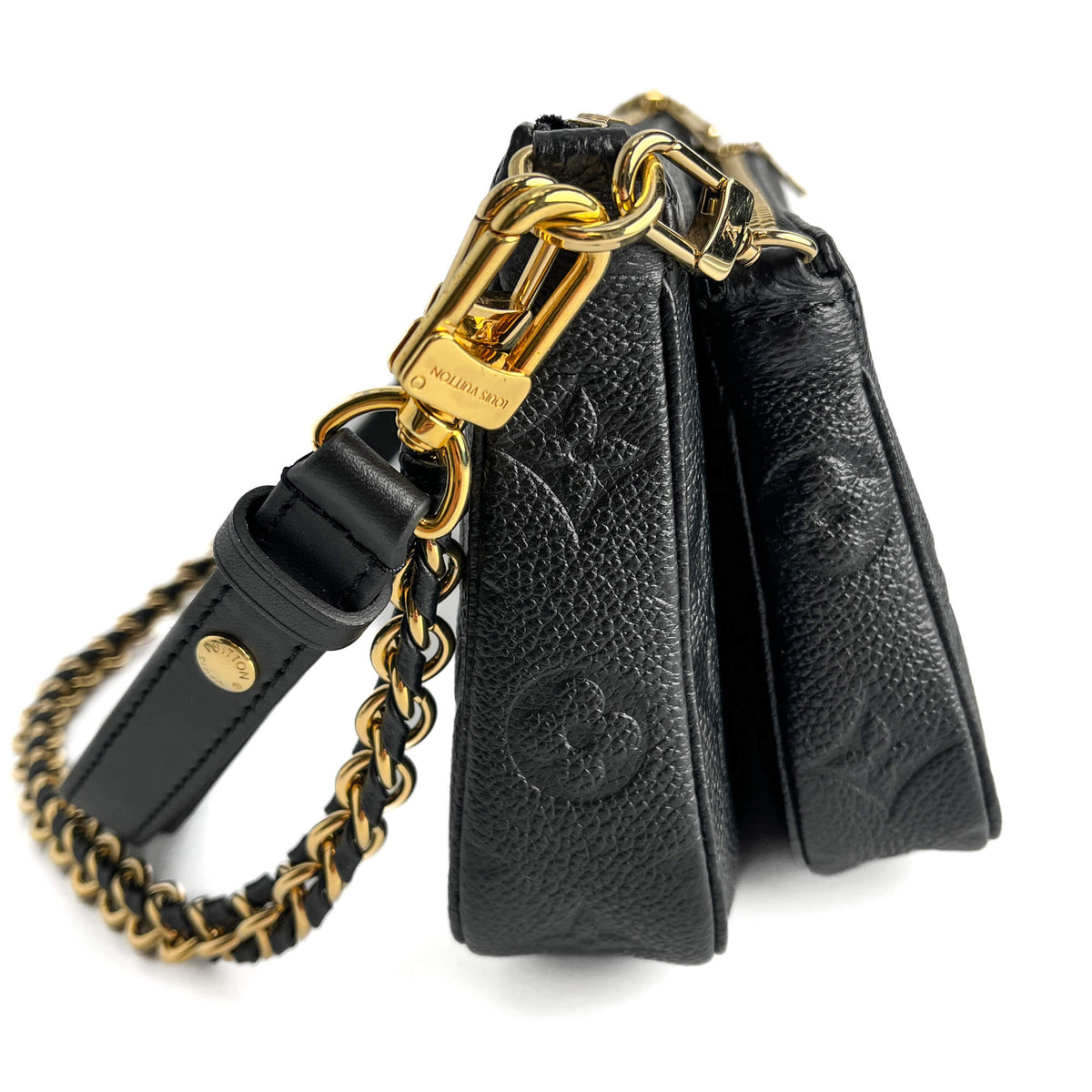 Second hand Louis Vuitton Multi Pochette Accessoires Empreinte Calfskin Grained Leather 2 - Ways Pouch Crossbody Bag Black - Tabita Bags