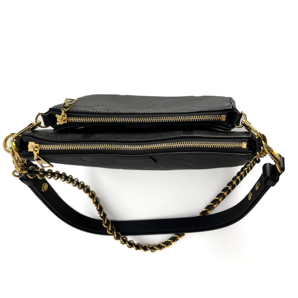 Second hand Louis Vuitton Multi Pochette Accessoires Empreinte Calfskin Grained Leather 2 - Ways Pouch Crossbody Bag Black - Tabita Bags