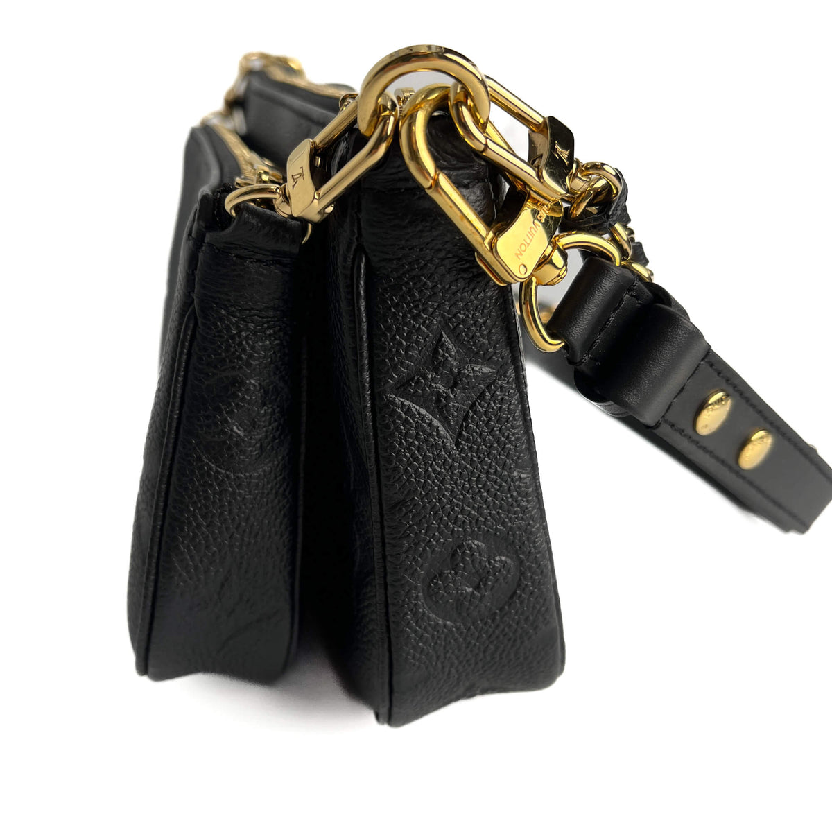 Second hand Louis Vuitton Multi Pochette Accessoires Empreinte Calfskin Grained Leather 2 - Ways Pouch Crossbody Bag Black - Tabita Bags