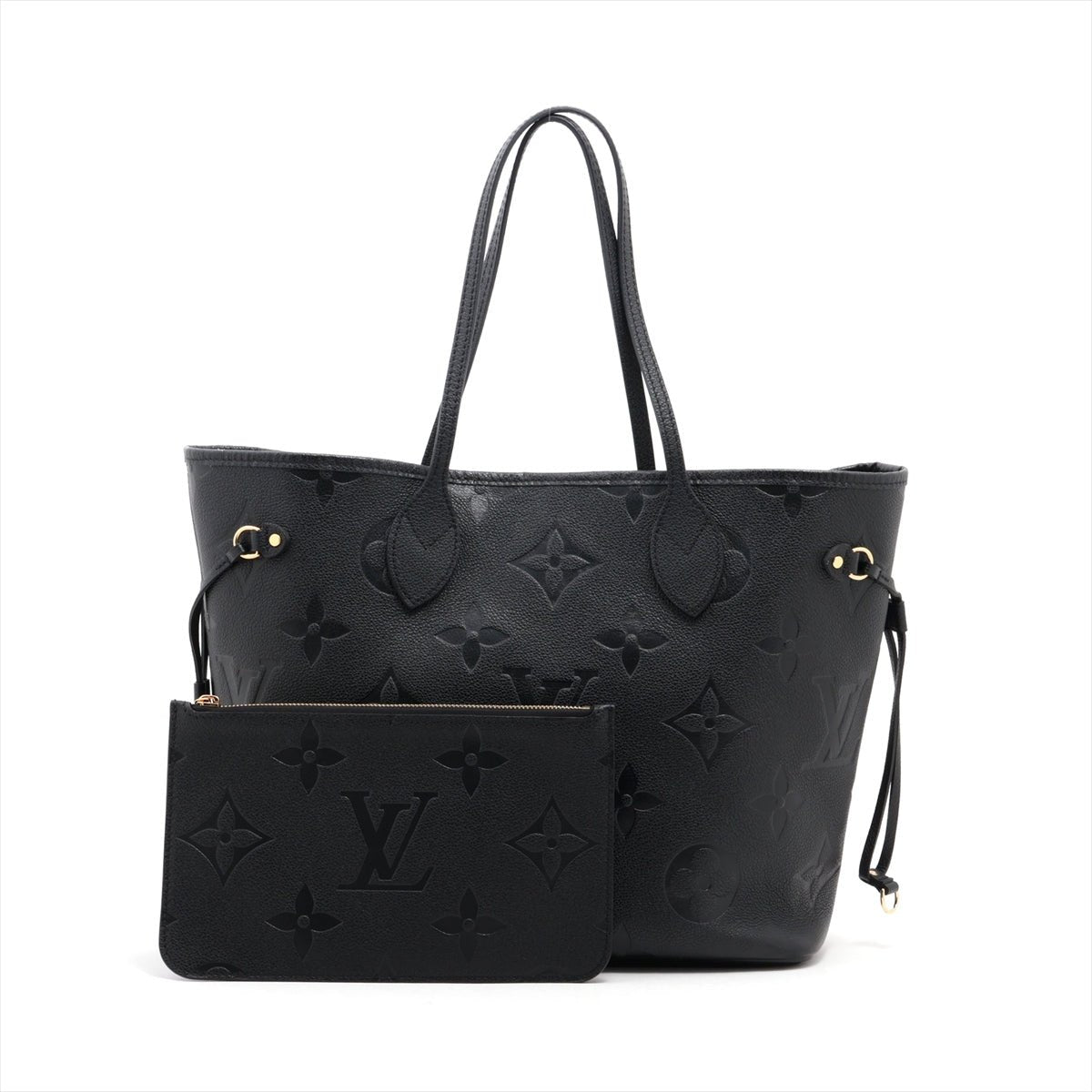Second hand Louis Vuitton Neverfull Leather Empreinte Shopper Shoulder Bag Black - Tabita Bags