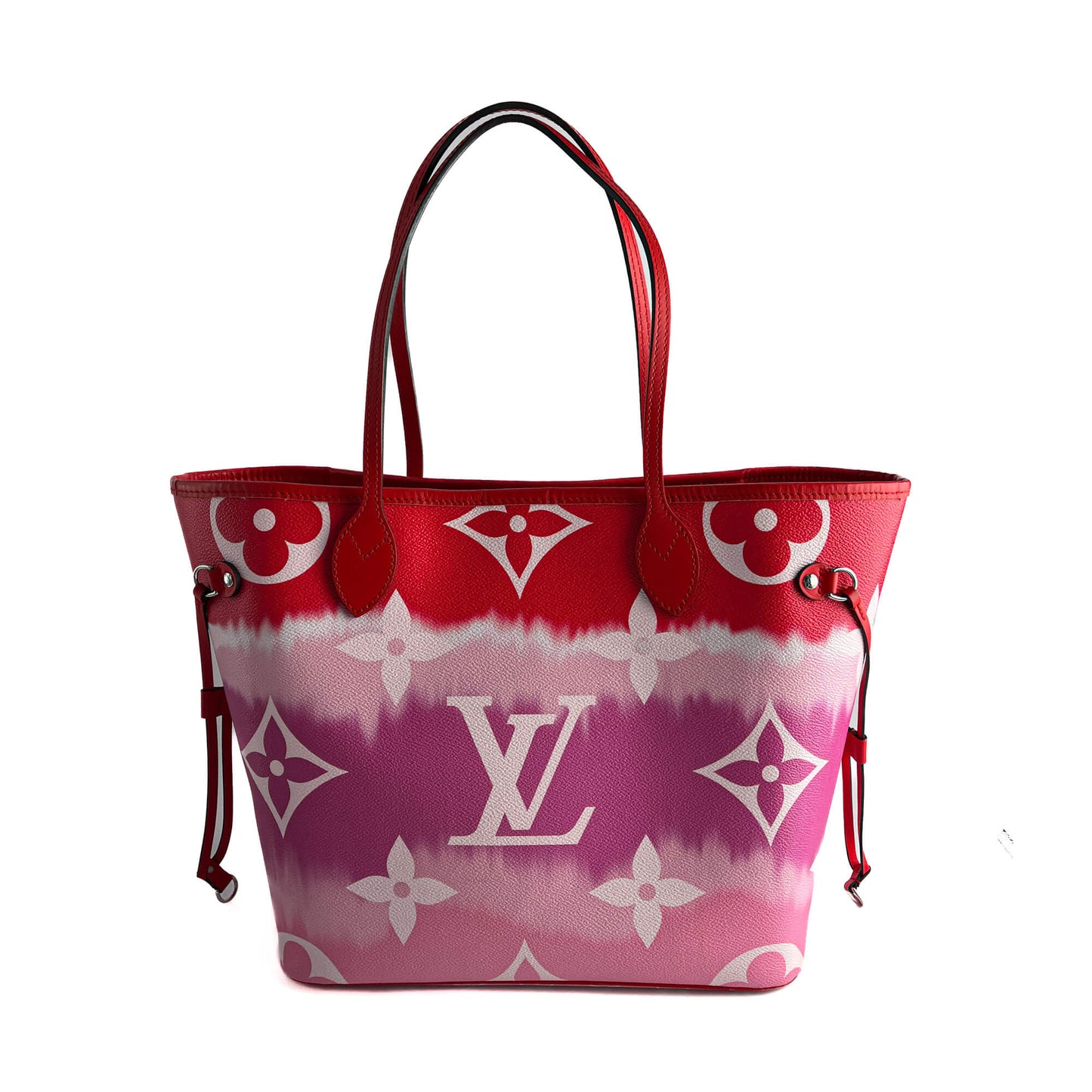 Second hand Louis Vuitton Neverfull MM Canvas Escale Monogram Giant Shoulder Bag Red & Pink - Tabita Bags