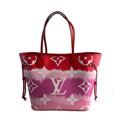 Second hand Louis Vuitton Neverfull MM Canvas Escale Monogram Giant Shoulder Bag Red & Pink - Tabita Bags