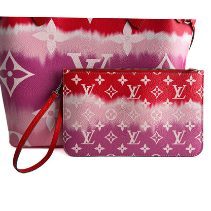 Second hand Louis Vuitton Neverfull MM Canvas Escale Monogram Giant Shoulder Bag Red & Pink - Tabita Bags