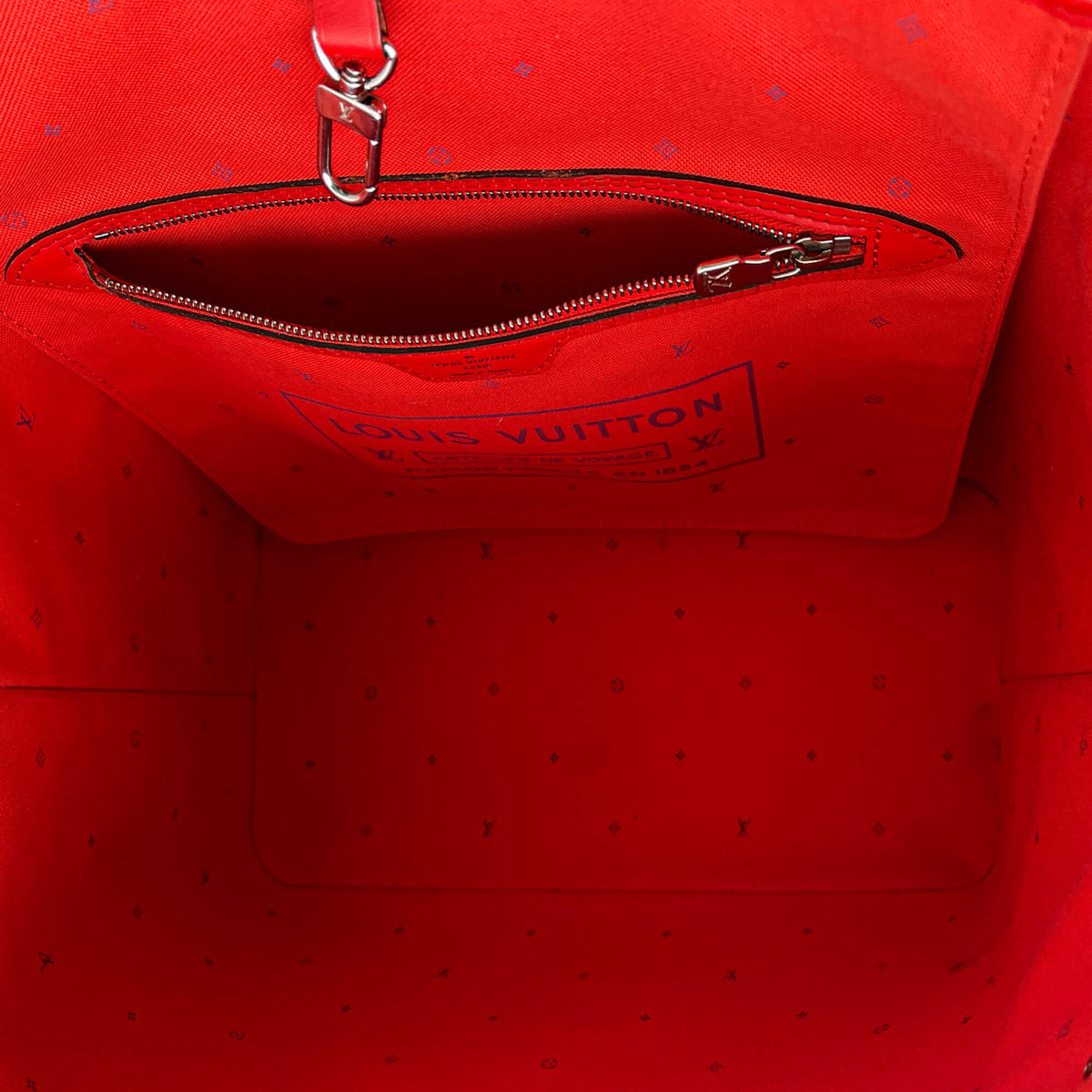 Second hand Louis Vuitton Neverfull MM Canvas Escale Monogram Giant Shoulder Bag Red & Pink - Tabita Bags