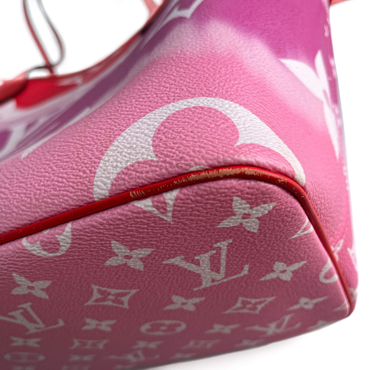 Second hand Louis Vuitton Neverfull MM Canvas Escale Monogram Giant Shoulder Bag Red & Pink - Tabita Bags