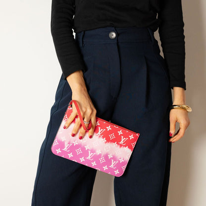 Second hand Louis Vuitton Neverfull MM Canvas Escale Monogram Giant Shoulder Bag Red & Pink - Tabita Bags