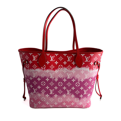 Second hand Louis Vuitton Neverfull MM Canvas Escale Monogram Giant Shoulder Bag Red & Pink - Tabita Bags