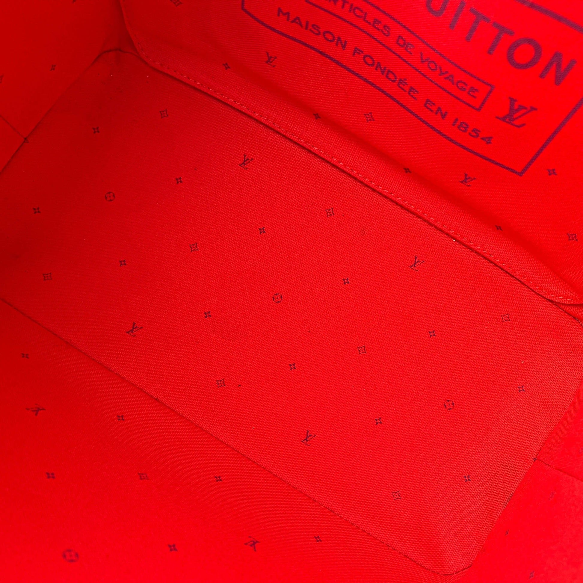 Second hand Louis Vuitton Neverfull MM Canvas Escale Monogram Giant Shoulder Bag Red & Pink - Tabita Bags