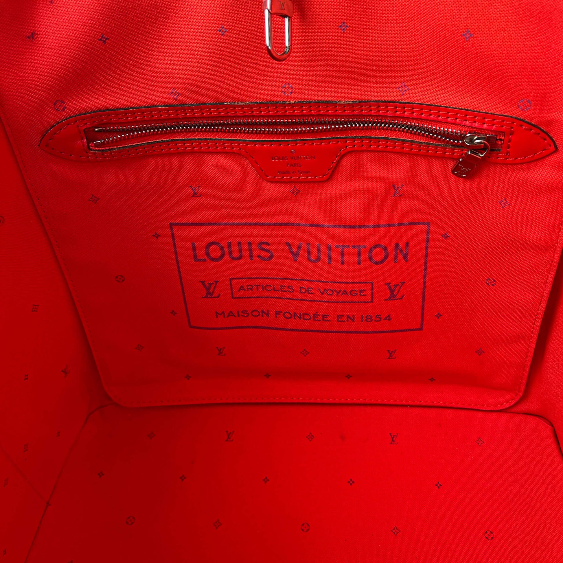 Second hand Louis Vuitton Neverfull MM Canvas Escale Monogram Giant Shoulder Bag Red & Pink - Tabita Bags
