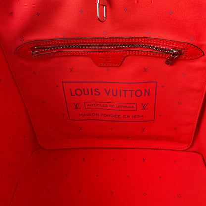 Second hand Louis Vuitton Neverfull MM Canvas Escale Monogram Giant Shoulder Bag Red & Pink - Tabita Bags