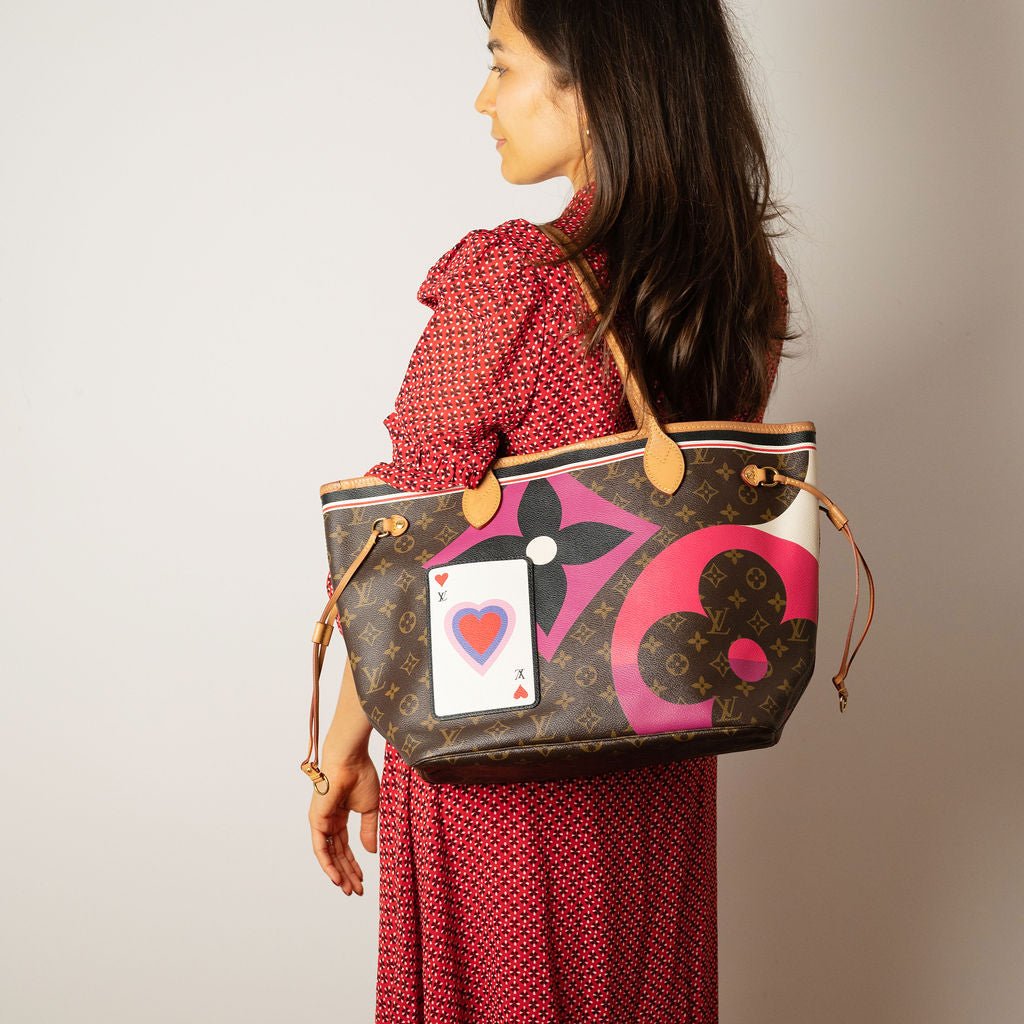 Second hand Louis Vuitton Neverfull MM Canvas Game On Shopper Shoulder Bag Brown - Tabita Bags