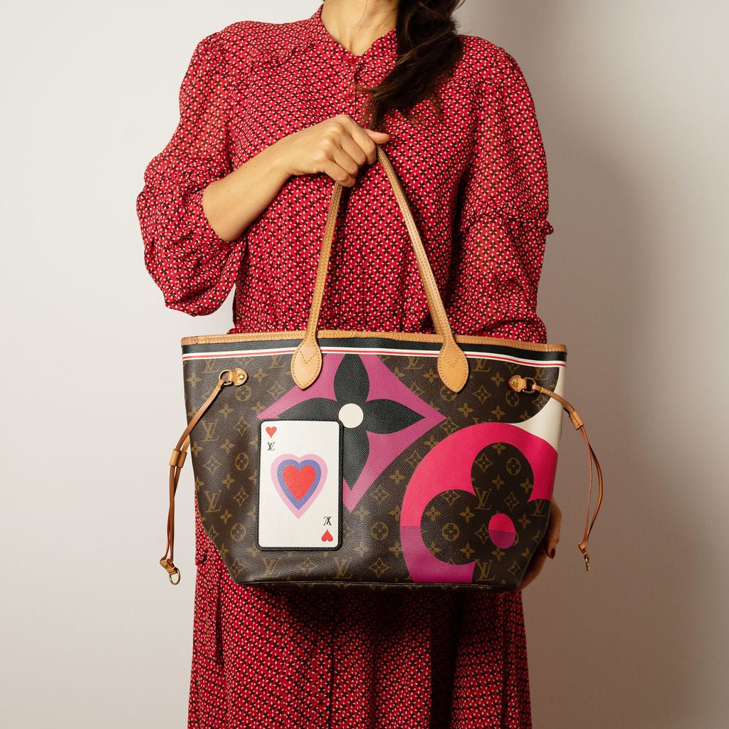 Second hand Louis Vuitton Neverfull MM Canvas Game On Shopper Shoulder Bag Brown - Tabita Bags