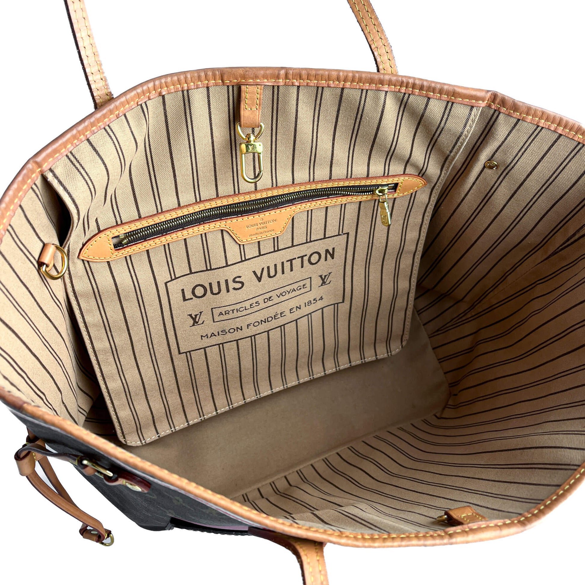 Second hand Louis Vuitton Neverfull MM Canvas Game On Shopper Shoulder Bag Brown - Tabita Bags