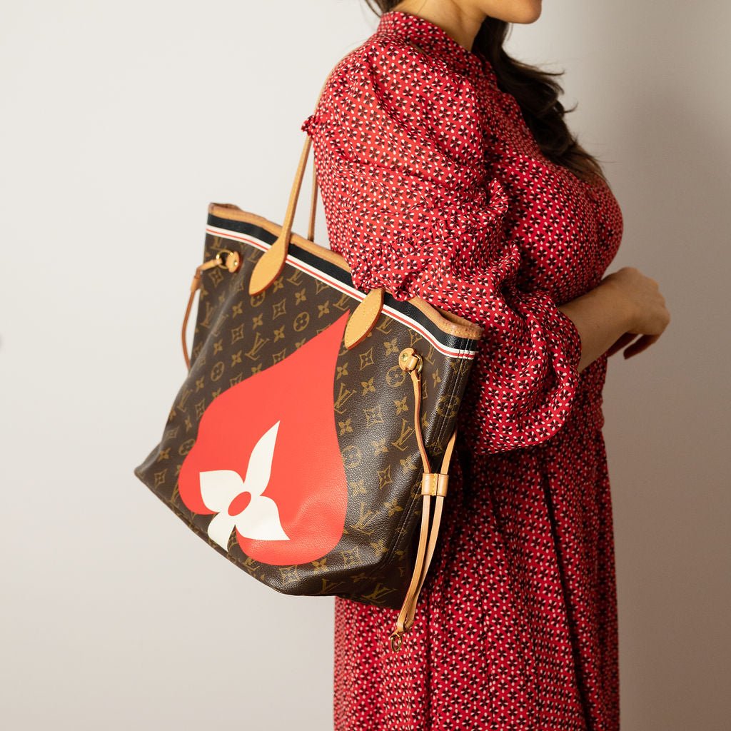 Second hand Louis Vuitton Neverfull MM Canvas Game On Shopper Shoulder Bag Brown - Tabita Bags