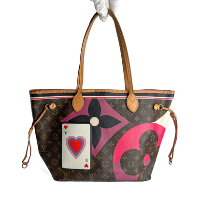 Second hand Louis Vuitton Neverfull MM Canvas Game On Shopper Shoulder Bag Brown - Tabita Bags