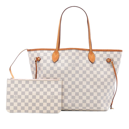 Second hand Louis Vuitton Neverfull MM Canvas Neo Shopper Shoulder Bag Damier Azur - Tabita Bags