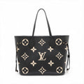 Second hand Louis Vuitton Neverfull MM Leather Empreinte Shopper Shoulder Bag Black - Tabita Bags