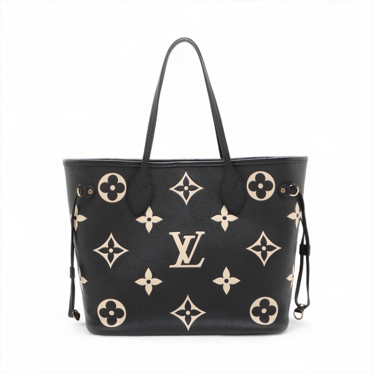 Second hand Louis Vuitton Neverfull MM Leather Empreinte Shopper Shoulder Bag Black - Tabita Bags