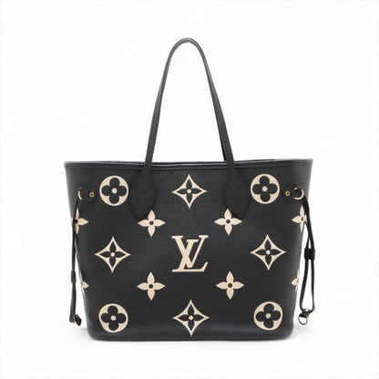 Second hand Louis Vuitton Neverfull MM Leather Empreinte Shopper Shoulder Bag Black - Tabita Bags