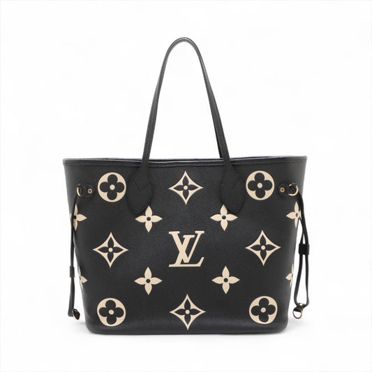 Second hand Louis Vuitton Neverfull MM Leather Empreinte Shopper Shoulder Bag Black - Tabita Bags
