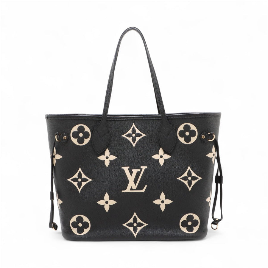 Second hand Louis Vuitton Neverfull MM Leather Empreinte Shopper Shoulder Bag Black - Tabita Bags