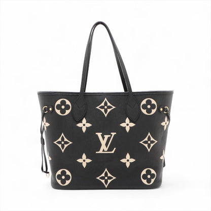Second hand Louis Vuitton Neverfull MM Leather Empreinte Shopper Shoulder Bag Black - Tabita Bags