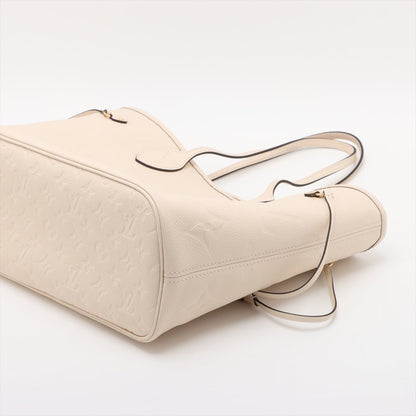 Second hand Louis Vuitton Neverfull MM Leather Empreinte Shopper Shoulder Bag White - Tabita Bags