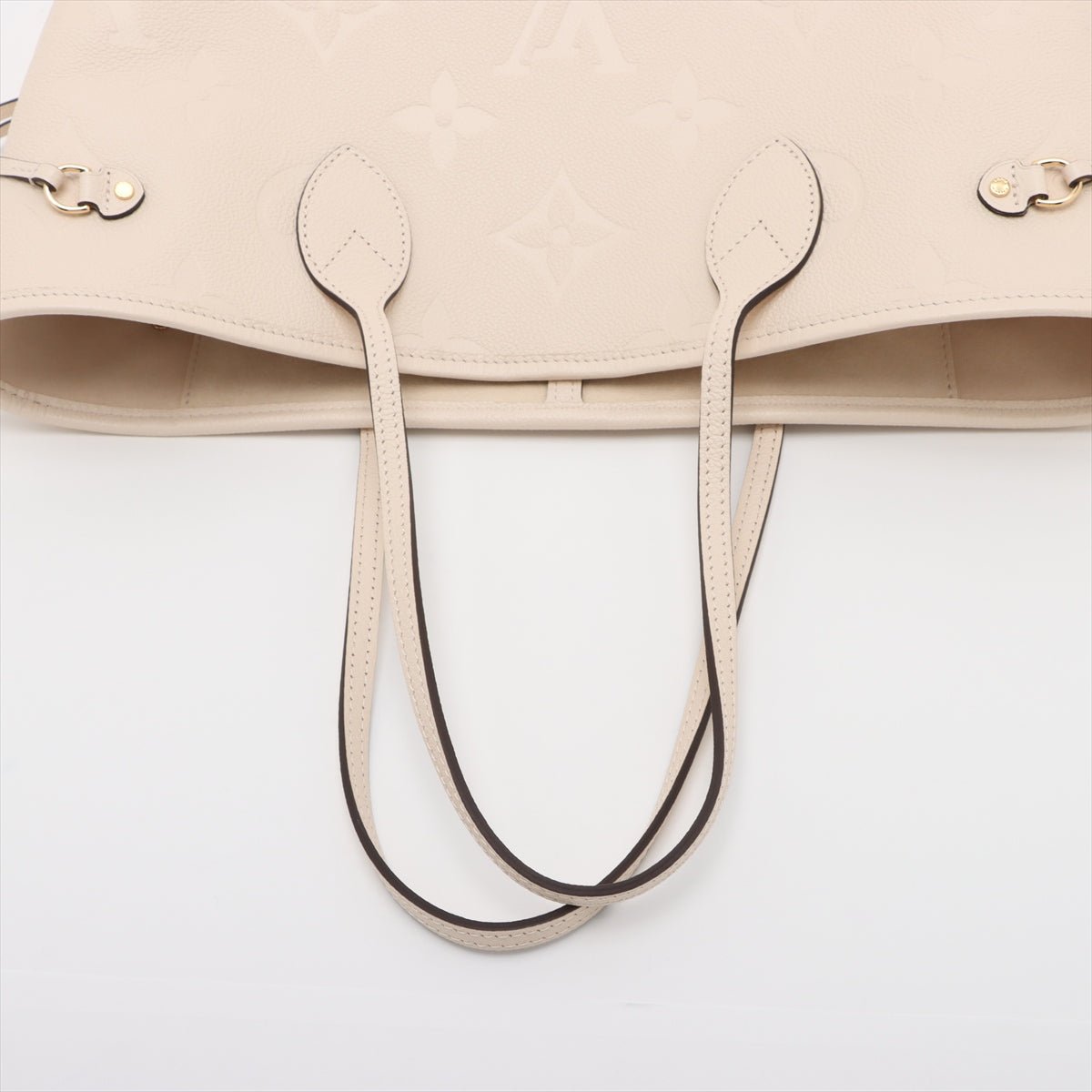 Second hand Louis Vuitton Neverfull MM Leather Empreinte Shopper Shoulder Bag White - Tabita Bags
