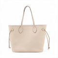 Second hand Louis Vuitton Neverfull MM Leather Empreinte Shopper Shoulder Bag White - Tabita Bags
