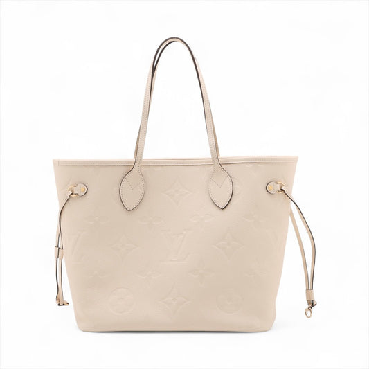 Second hand Louis Vuitton Neverfull MM Leather Empreinte Shopper Shoulder Bag White - Tabita Bags