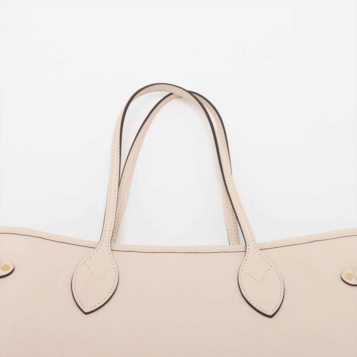 Second hand Louis Vuitton Neverfull MM Leather Empreinte Shopper Shoulder Bag White - Tabita Bags