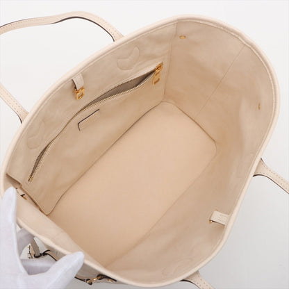 Second hand Louis Vuitton Neverfull MM Leather Empreinte Shopper Shoulder Bag White - Tabita Bags