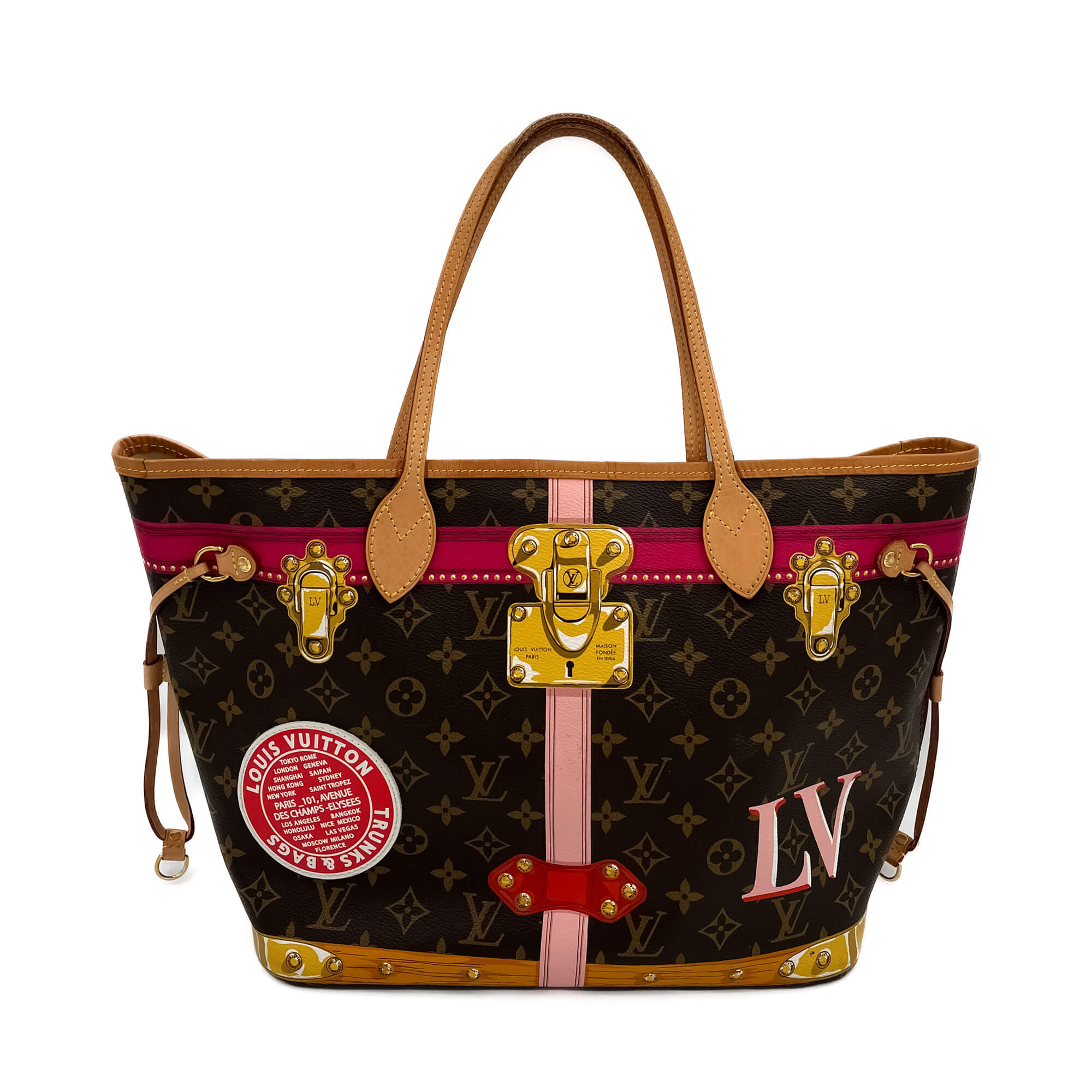 Louis Vuitton Neverfull MM Summer Trunks Neo Canvas Shopper Shoulder Bag Monogram Tabita Bags Tabita Bags with Love