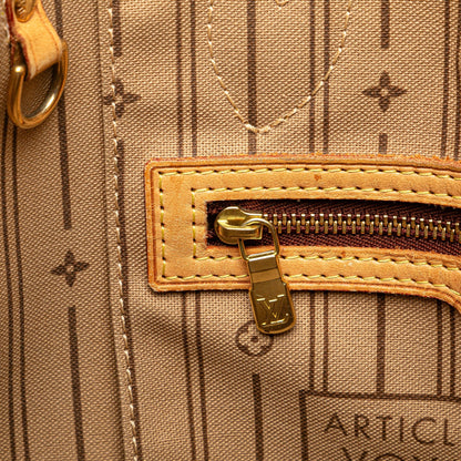 Second hand Louis Vuitton Neverfull PM Canvas Shopper Shoulder Bag Brown - Tabita Bags