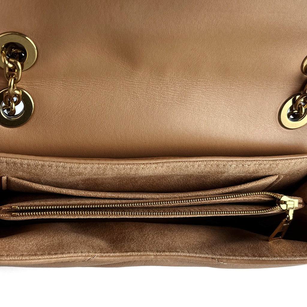 Second hand Louis Vuitton New Wave Chain MM Leather 2 - Ways Flap Crossbody Beige - Tabita Bags