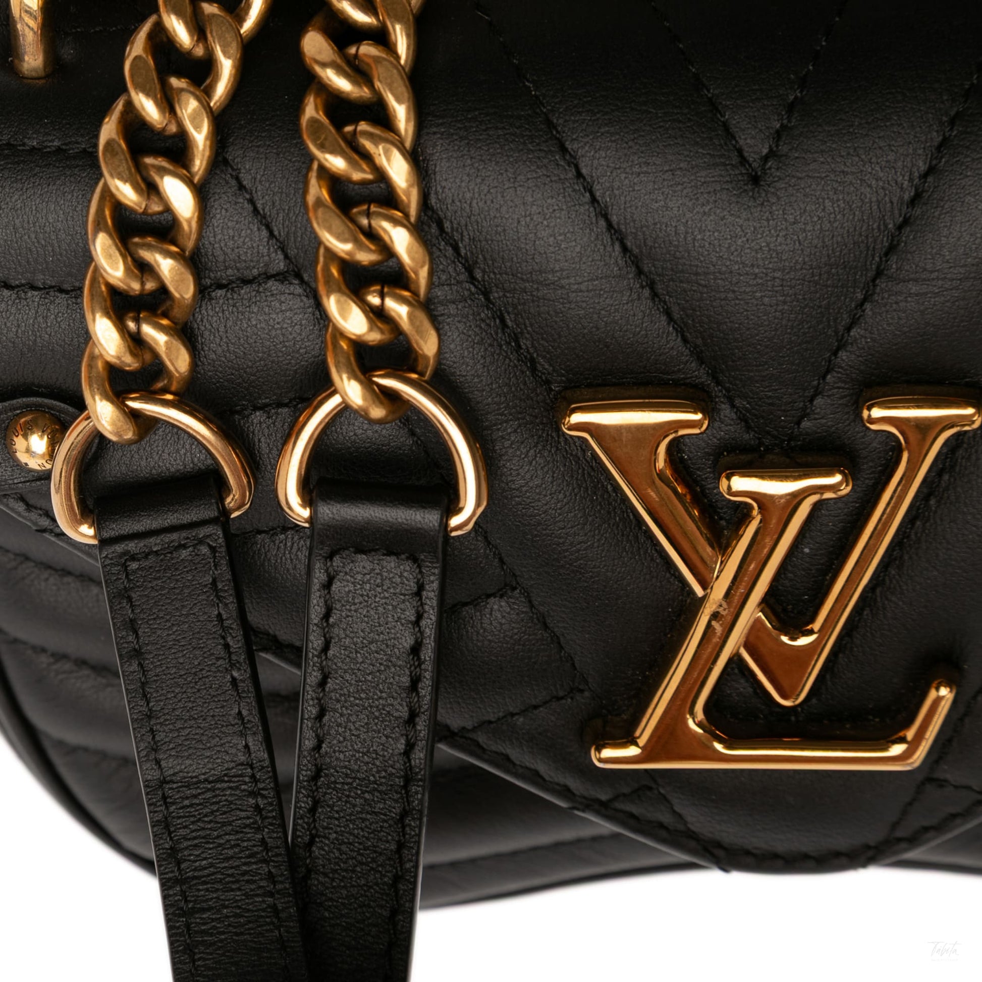 Second hand Louis Vuitton New Wave Chain PM Leather Flap Crossbody Black - Tabita Bags