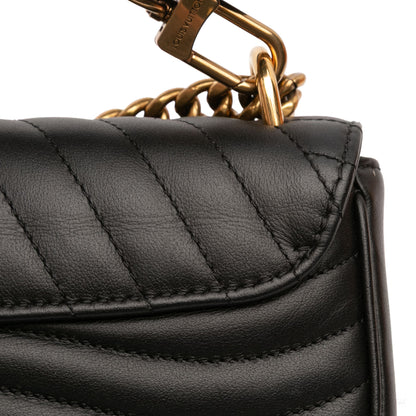 Second hand Louis Vuitton New Wave Chain PM Leather Flap Crossbody Black - Tabita Bags