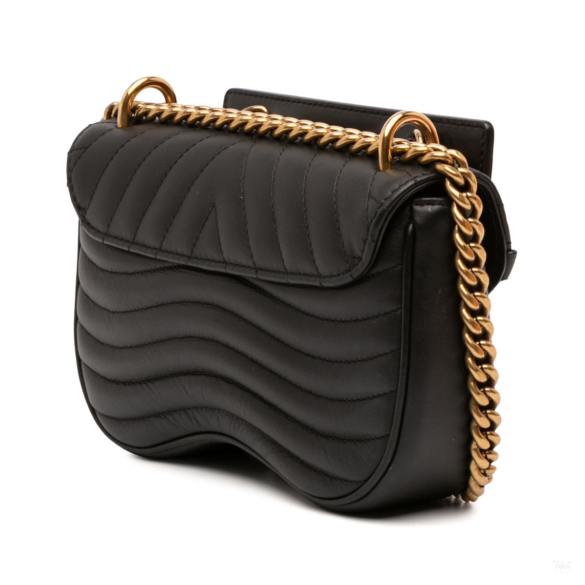 Second hand Louis Vuitton New Wave Chain PM Leather Flap Crossbody Black - Tabita Bags