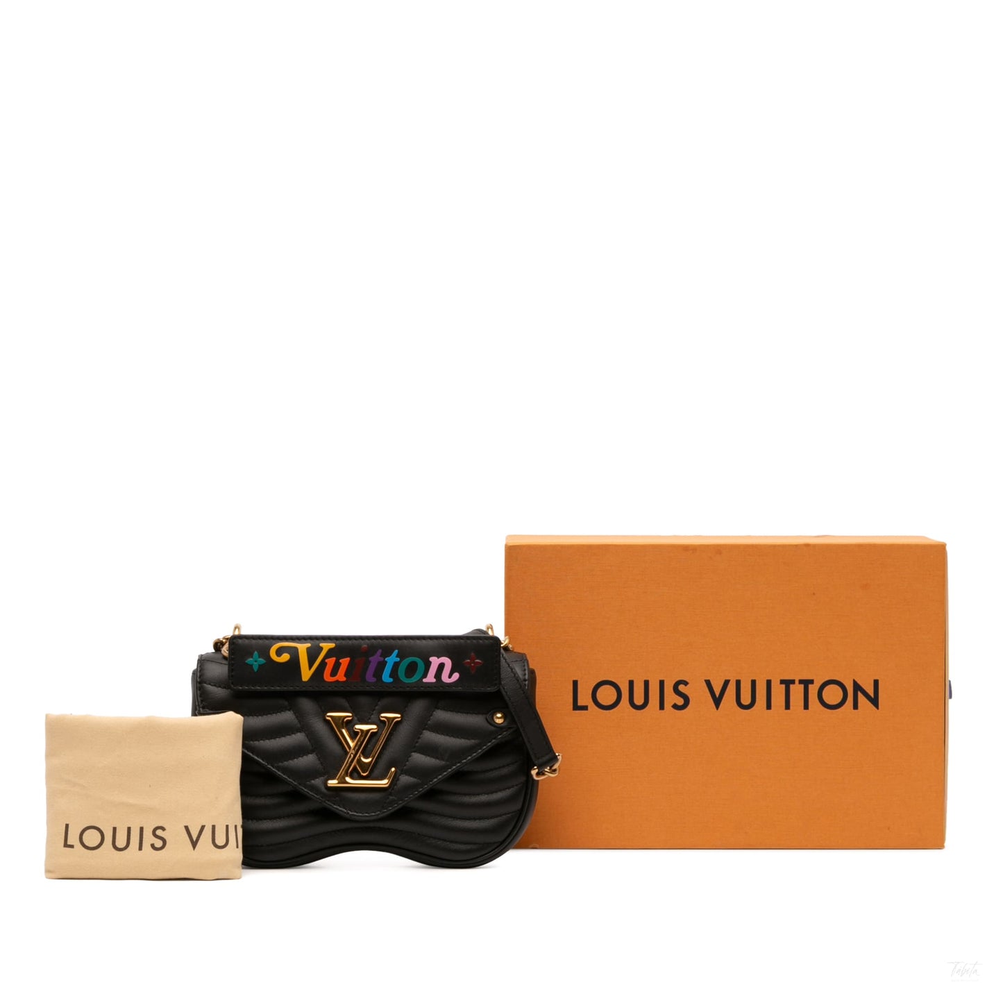 Second hand Louis Vuitton New Wave Chain PM Leather Flap Crossbody Black - Tabita Bags