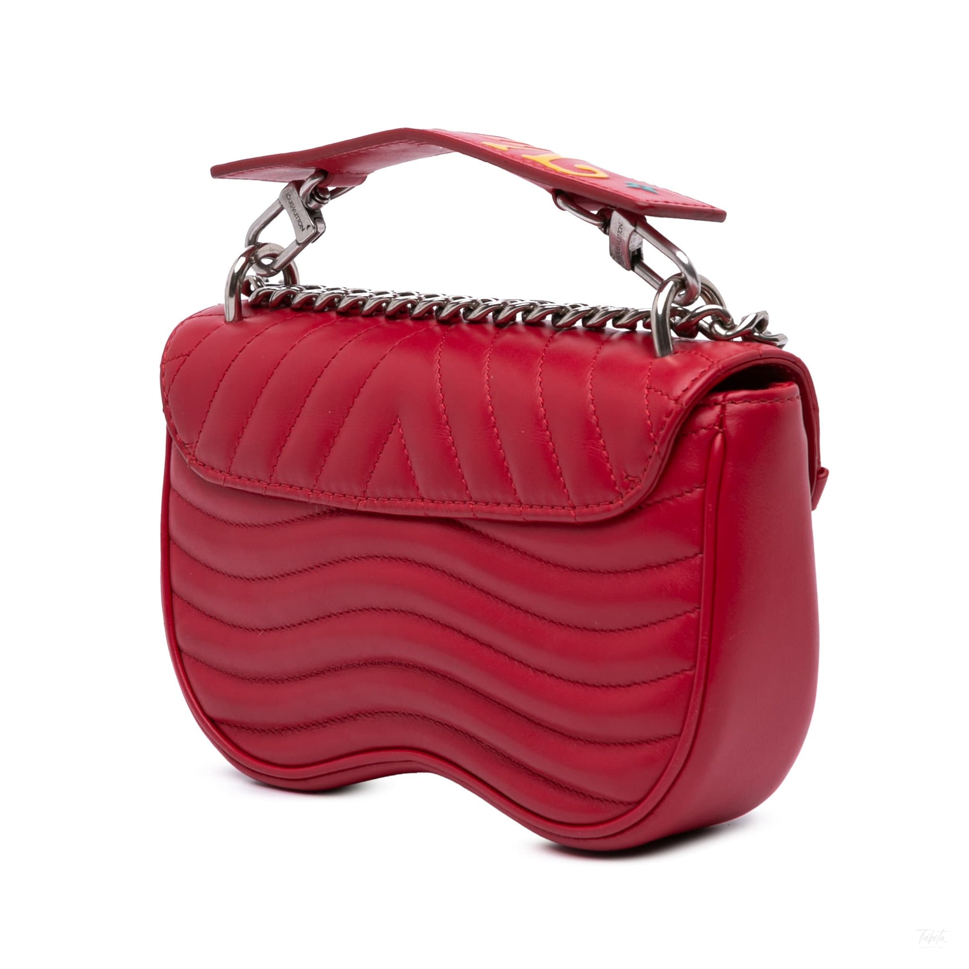 Second hand Louis Vuitton New Wave Chain PM Leather Flap Crossbody Red - Tabita Bags